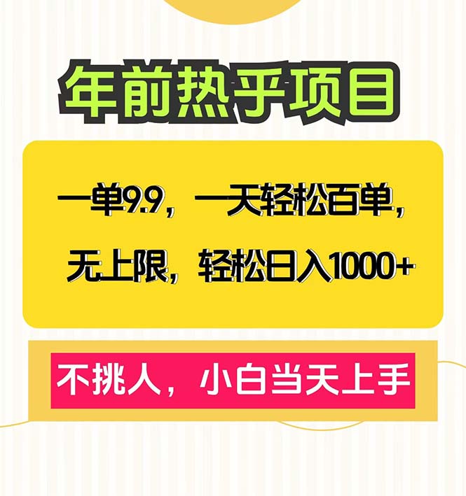 一单9.9，一天百单无上限，不挑人，小白当天上手，轻松日入1000+-爱找项目网