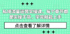 私域流量运营实操课,每个章节都是实操干货,学完就能上手-爱找项目网