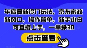 年底最新冷门玩法，京东家政新风口，操作简单，新手小白可直接上手，一单挣30【揭秘】-爱找项目网