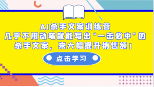 AI杀手文案训练营：几乎不用动笔就能写出“一击必中”的杀手文案，来大幅提升销售额！-爱找项目网