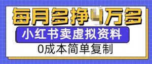 小红书虚拟资料项目,0成本简单复制,每个月多挣1W【揭秘】-爱找项目网