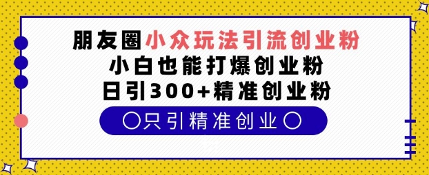 朋友圈小众玩法引流创业粉，小白也能打爆创业粉，日引300+精准创业粉【揭秘】-爱找项目网