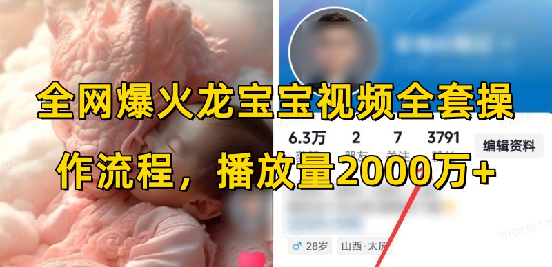 全网爆火龙宝宝视频全套操作流程，播放量2000万+-爱找项目网