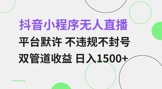 抖音小程序无人直播 平台默许 不违规不封号 双管道收益 日入多张 小白也能轻松操作【仅揭秘】-爱找项目网
