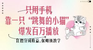 只用手机靠一只“跳舞的小猫”爆发百万播放，狂撸分成收益，保姆级教学-爱找项目网