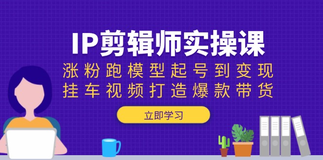 IP剪辑师实操课：涨粉跑模型起号到变现，挂车视频打造爆款带货-爱找项目网