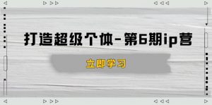 打造 超级个体-第6期ip营：商业认知,产品设计,成交演练,解决知识变现难题-爱找项目网