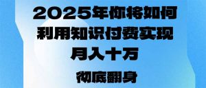 2025年，你将如何利用知识付费实现月入十万，甚至年入百万？-爱找项目网