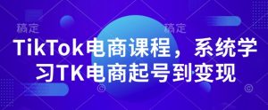 TikTok电商课程，​系统学习TK电商起号到变现-爱找项目网