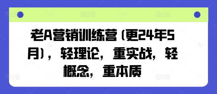 老A营销训练营(更25年1月)，轻理论，重实战，轻概念，重本质-爱找项目网