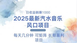 2025最新汽水音乐躺赚项目 每天几分钟 日入1000＋-爱找项目网