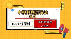 中视频搬运玩法6.0，利用软件双重去重，100%过原创，小白也能月入5w+-爱找项目网