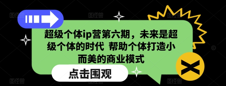 超级个体ip营第六期，未来是超级个体的时代  帮助个体打造小而美的商业模式-爱找项目网