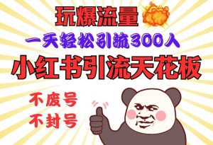 小红书引流天花板，玩爆流量，一天轻松引流300人，安全操作-爱找项目网