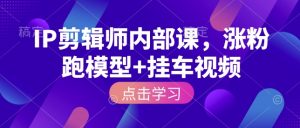 IP剪辑师内部课，涨粉跑模型+挂车视频-爱找项目网