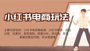 小红书电商玩法：带货/选品/找素材/裂变/数据分析/供应商/发货/售后/开店思维等-爱找项目网