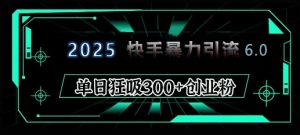 2025年快手6.0保姆级教程震撼来袭，单日狂吸300+精准创业粉-爱找项目网