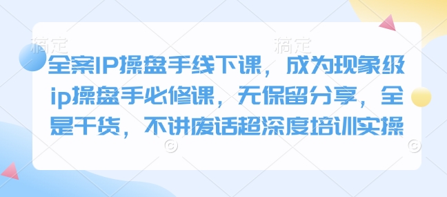 全案IP操盘手线下课，成为现象级ip操盘手必修课，无保留分享，全是干货，不讲废话超深度培训实操-爱找项目网
