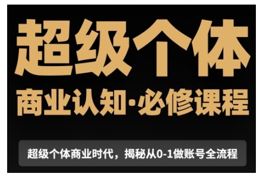超级个体商业认知觉醒视频课，商业认知·必修课程揭秘从0-1账号全流程-爱找项目网