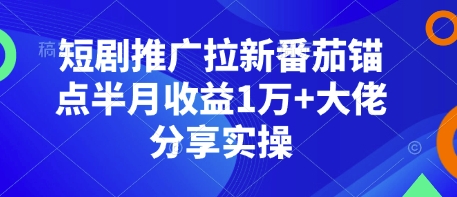 短剧推广拉新番茄锚点半月收益1万+大佬分享实操-爱找项目网