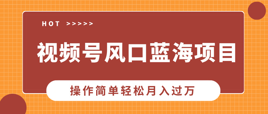 视频号风口蓝海项目，中老年人的流量密码，操作简单轻松月入过万-爱找项目网