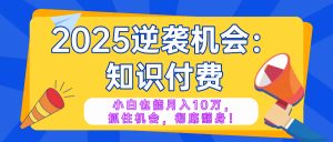 2025逆袭项目——知识付费，小白也能月入10万年入百万，抓住机会彻底翻...-爱找项目网