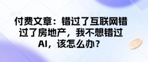 付费文章：错过了互联网错过了房地产，我不想错过AI，该怎么办？-爱找项目网