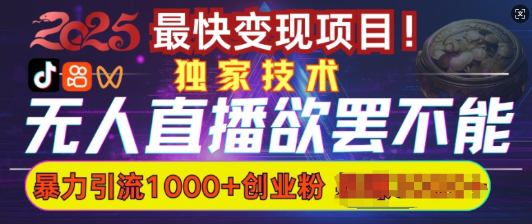 欲罢不能的无人直播引流，超暴力日引流1000+高质量精准创业粉-爱找项目网