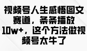视频号人生感悟图文赛道，条条播放10w+，这个方法做视频号太牛了-爱找项目网