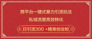 跨平台一键式暴力引流玩法，私域流量高效转化日引流300 +精准创业粉-爱找项目网