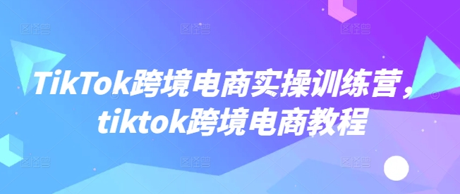 TikTok跨境电商实操训练营，tiktok跨境电商教程-爱找项目网
