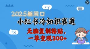 2025新风口,小红书冷知识赛道,无脑复制粘贴,一单变现300+-爱找项目网