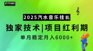 2025汽水音乐挂JI，独家技术，项目红利期，稳定月入5k【揭秘】-爱找项目网