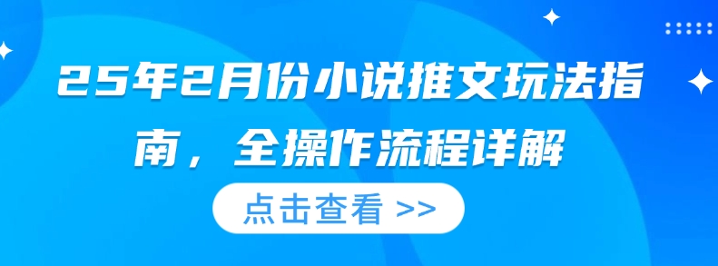 25年2月份小说推文玩法指南，全操作流程详解-爱找项目网
