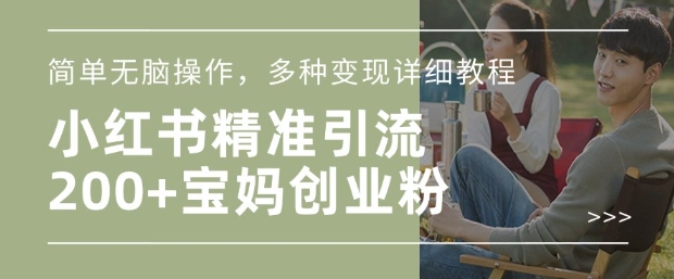 小红书混剪日引200+宝妈创业粉，简单无脑操作，多种变现详细教程-爱找项目网
