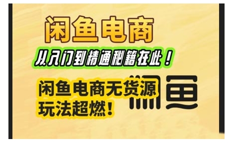 闲鱼电商实战课，从入门到精通秘籍在此，闲鱼电商无货源玩法超燃!-爱找项目网