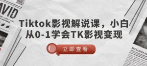 TikTok影视解说课，小白从0-1学会TK影视变现-爱找项目网