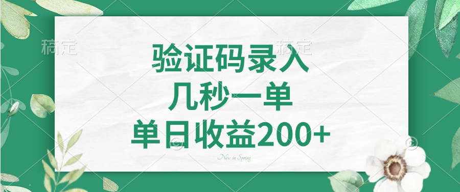 验证码录入，几秒一单，单日收益200+-爱找项目网
