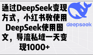 通过DeepSeek变现方式，小红书教使用DeepSeek图文，导流私域一天变现1000+-爱找项目网