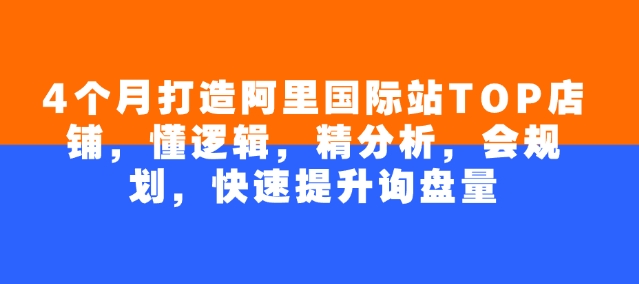 4个月打造阿里国际站TOP店铺，懂逻辑，精分析，会规划，快速提升询盘量-爱找项目网