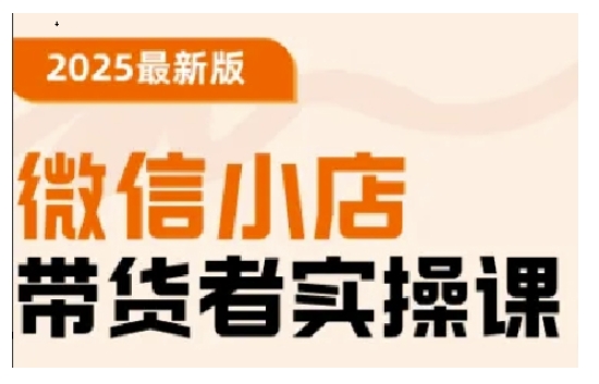 2025最新版微信小店带货者实操课，基础操作到高级运营技巧，快速上手-爱找项目网