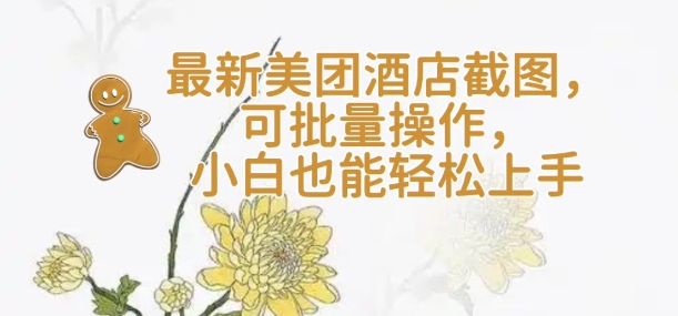 【轻云】最新美团酒店截图，可批量操作，小白也能轻松上手-爱找项目网