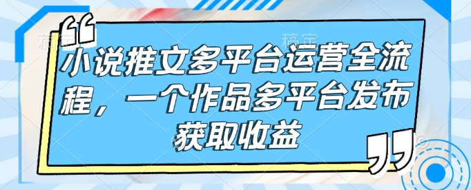 小说推文多平台运营全流程，一个作品多平台发布获取收益-爱找项目网