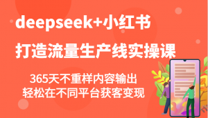 deepseek+小红书打造流量生产线实操课，365天不重样内容输出，轻松在不同平台获客变现-爱找项目网