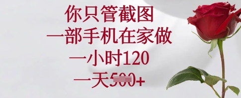 你只管截图，一部手机在家做，一小时120.一天5张【揭秘】-爱找项目网