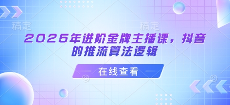 2025年进阶金牌主播课，抖音的推流算法逻辑-爱找项目网