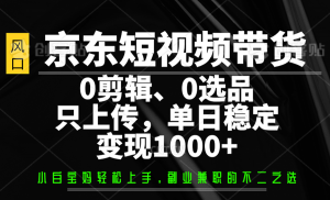 京东短视频带货，0剪辑，0选品，只上传，单日稳定变现1000+-爱找项目网