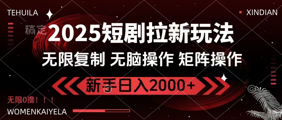 2025短剧拉新玩法，无需注册登录，无限0撸，无脑批量操作日入2000+-爱找项目网