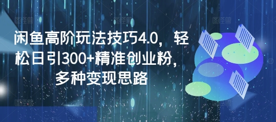 闲鱼高阶玩法技巧4.0，轻松日引300+精准创业粉，多种变现思路-爱找项目网