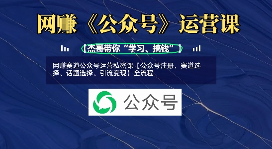 网创赛道公众号运营私密课【公众号注册、赛道选择、话题选择、引流变现】全流程-爱找项目网